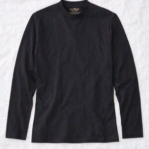 L.L.Bean Black Long Sleeve V-Neck Tee | Classic Cotton Wardrobe Basic